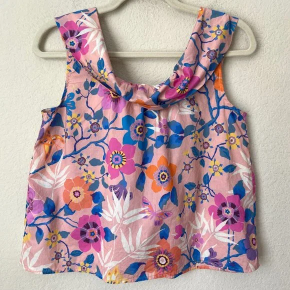 J. Crew Liberty of London Floral Print Scoop Neck Blouse Top l0608 - Picture 9 of 9